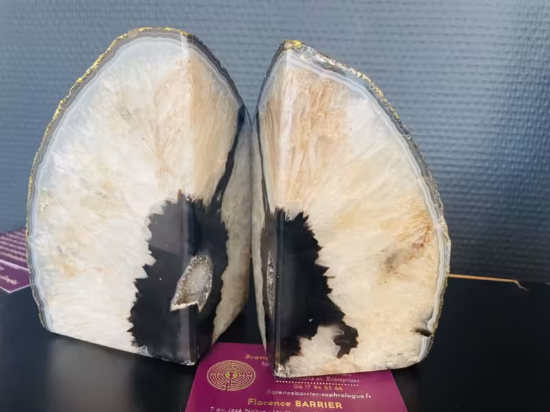 Serre-livres agate noir et or