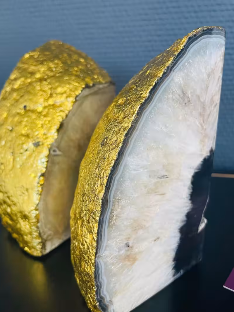 Serre-livres agate noir et or