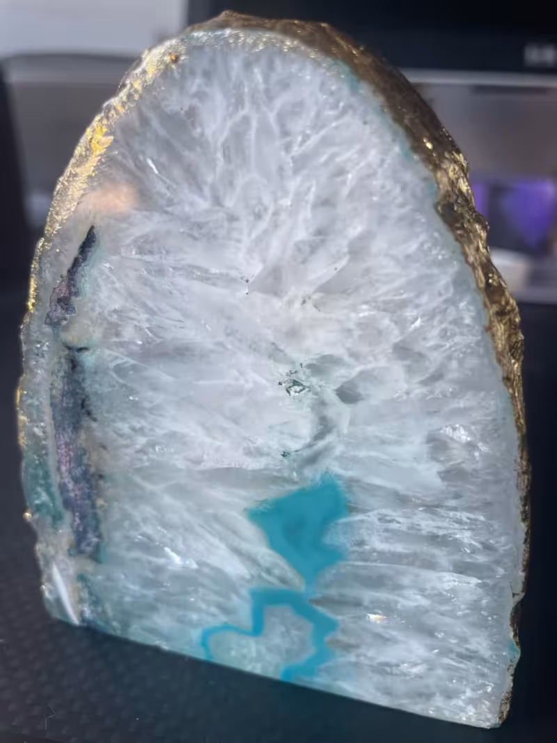 photophore agate bleue et dorée