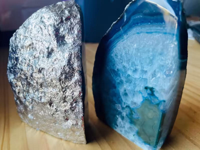 serre-livres agate bleue et argent
