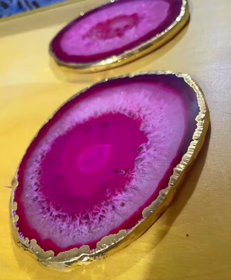 dessous de verre agate rose or