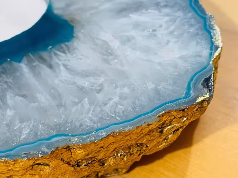 bougeoir agate bleu or