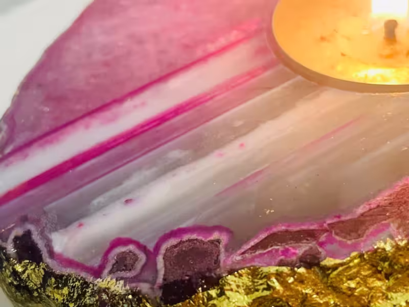 bougeoir agate rose or